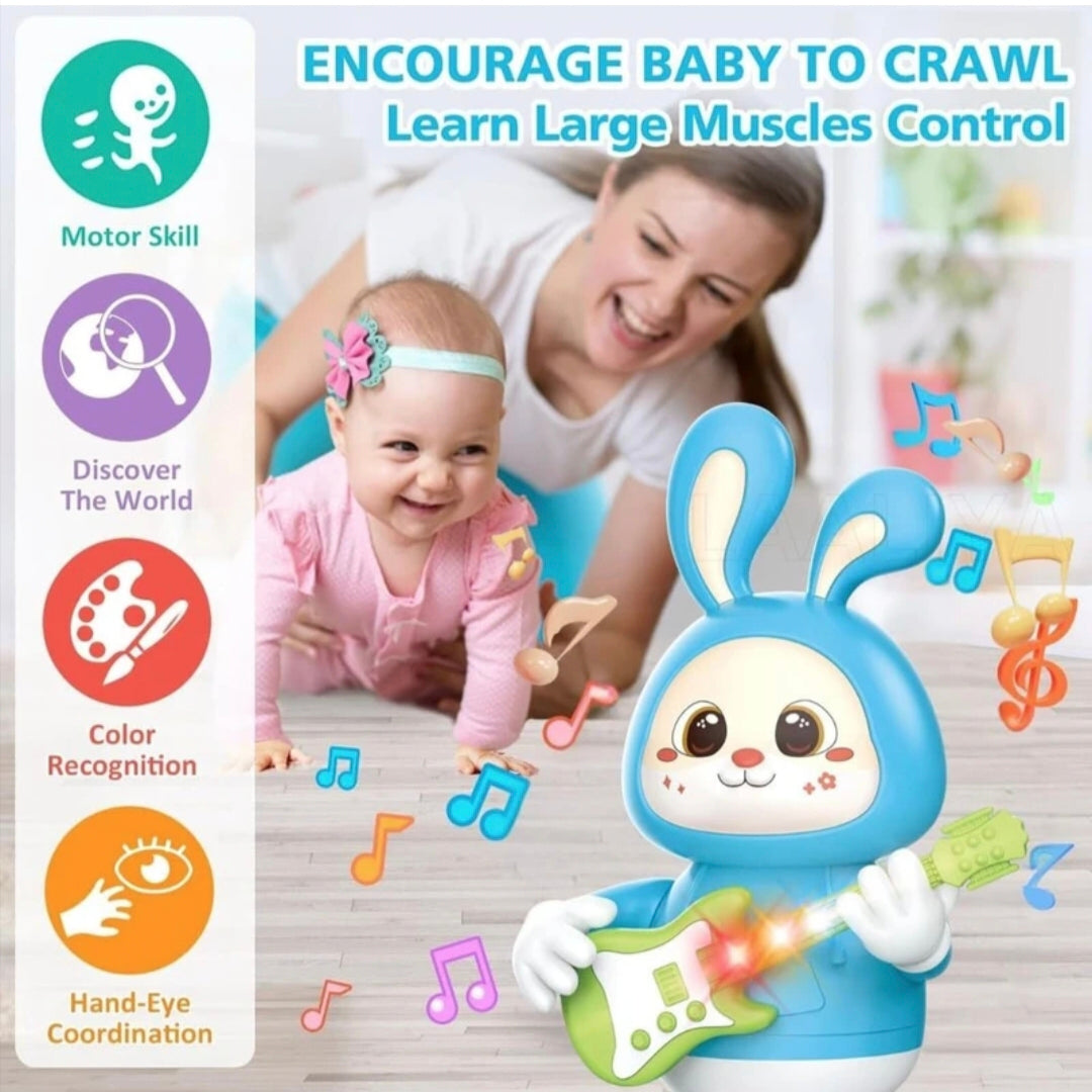 Musical Rabbit Toy with Guitar for Kids, Dancing Bunny Toy with Light & Sound, Battery Operated Cute Animal Toy for Boys & Girls (Ages 3+)
