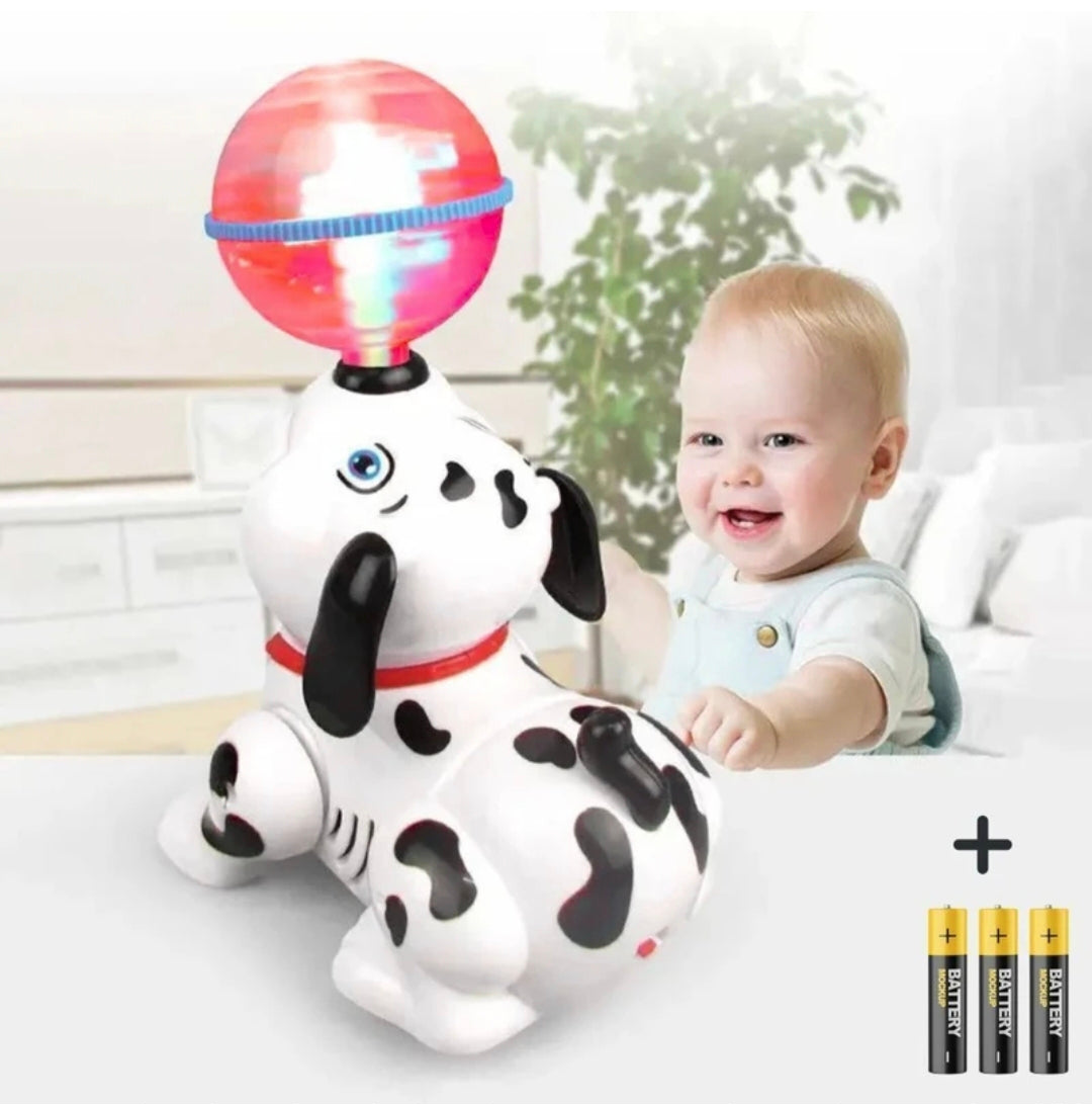 Musical Dancing Dog Toy with Rotating Disco Light Ball – Interactive Battery Operated Puppy Toy with Lights & Sound, 360° Spinning LED Toy for Kids Boys & Girls