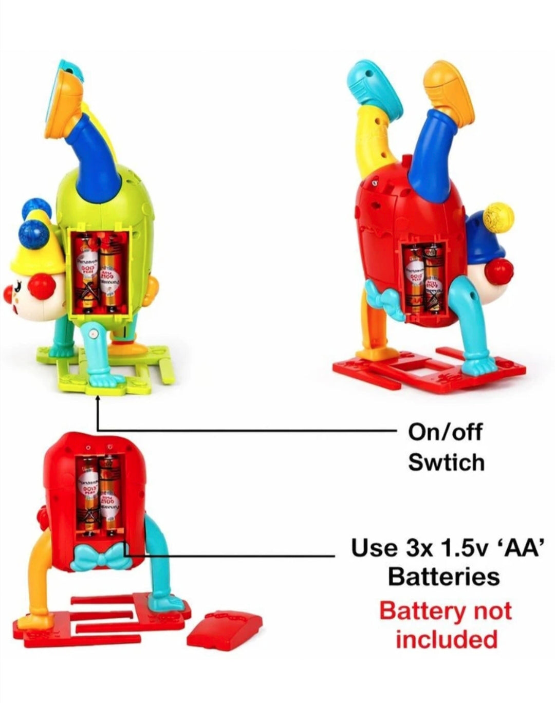 Dancing Clown Toy with Flip Action | Handstand Walking Toy with Music & Lights