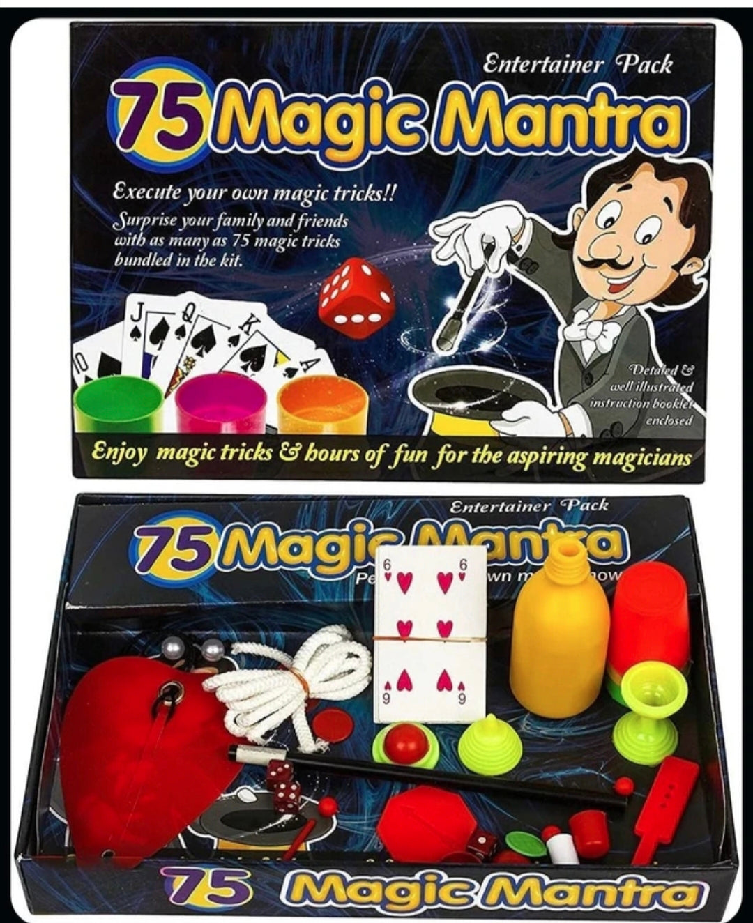 75 Magic Mantra Magic Kit for Kids – Magic Tricks Set with Cards, Props & Instruction Guide