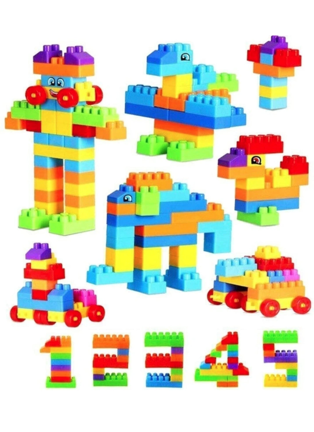 Kids Building Blocks Set with Storage Bag – Colorful Educational Construction Toy