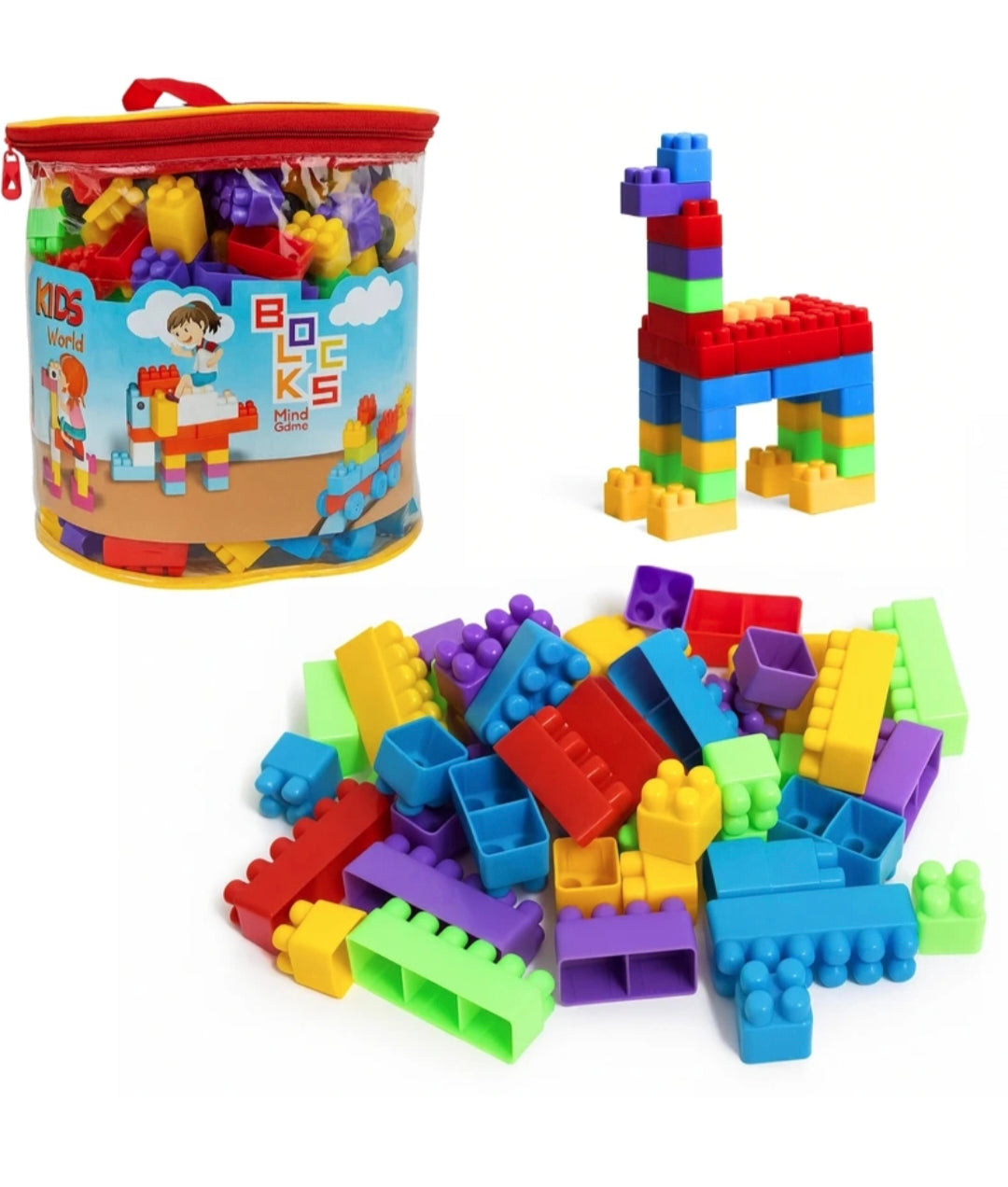 Kids Building Blocks Set with Storage Bag – Colorful Educational Construction Toy