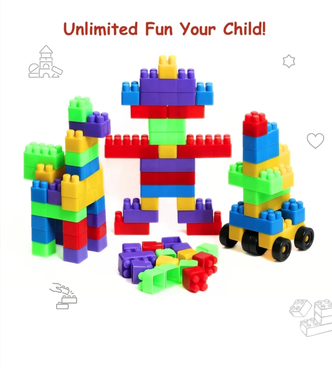 Kids Building Blocks Set with Storage Bag – Colorful Educational Construction Toy