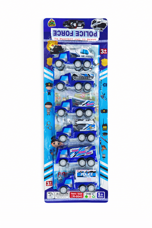 Police Car Toy Set for Kids (Pack of 6), Mini Police Vehicles – SWAT Truck, Police Jeep, SUV, Van & Cruiser, Toy Cars Set for Boys & Girls (Ages 3+)