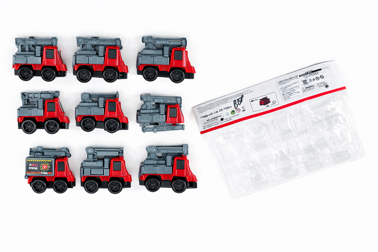 Fire Truck Toy Set for Kids (Pack of 8), Mini Fire Engine Vehicles, Rescue Truck Toys for Boys, Plastic Toy Cars Set with Wheels (Ages 3+)