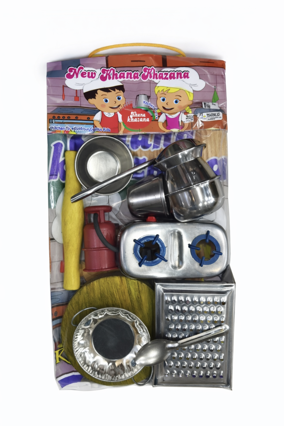 Kids Kitchen Toy Set with Mini Utensils & Cookware, Stainless Steel Pretend Play Cooking Set with Stove & Accessories, Role Play Toys for Boys & Girls (Ages 3+)