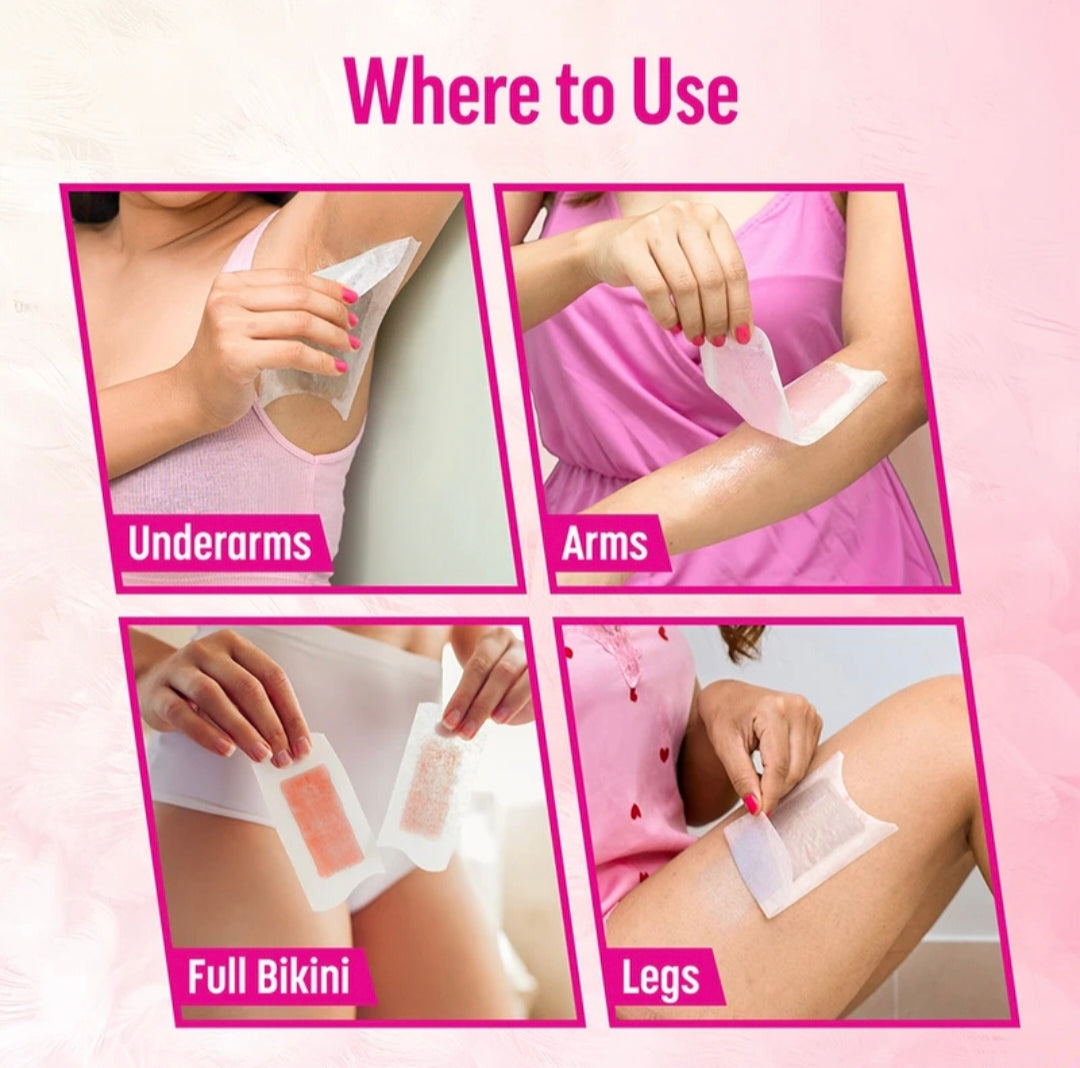 Veet Pre-Coated Wax Strips Kit for Smooth Skin, Includes 8 Wax Strips & 2 Perfect Finish Wipes, Easy Hair Removal at Home