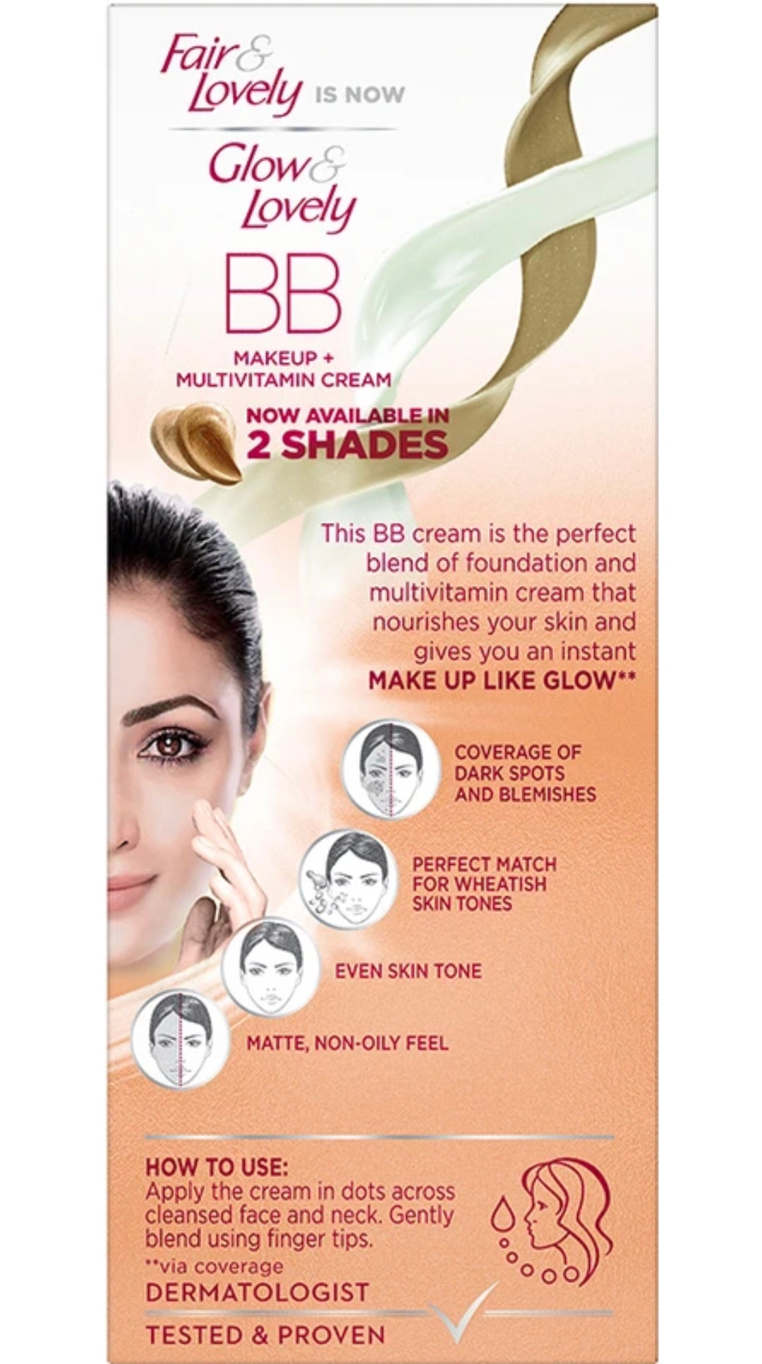Glow & Lovely BB Cream for Women | Instant Glow Makeup Cream | Light Coverage Foundation + Skincare | Natural Finish | Shade 01