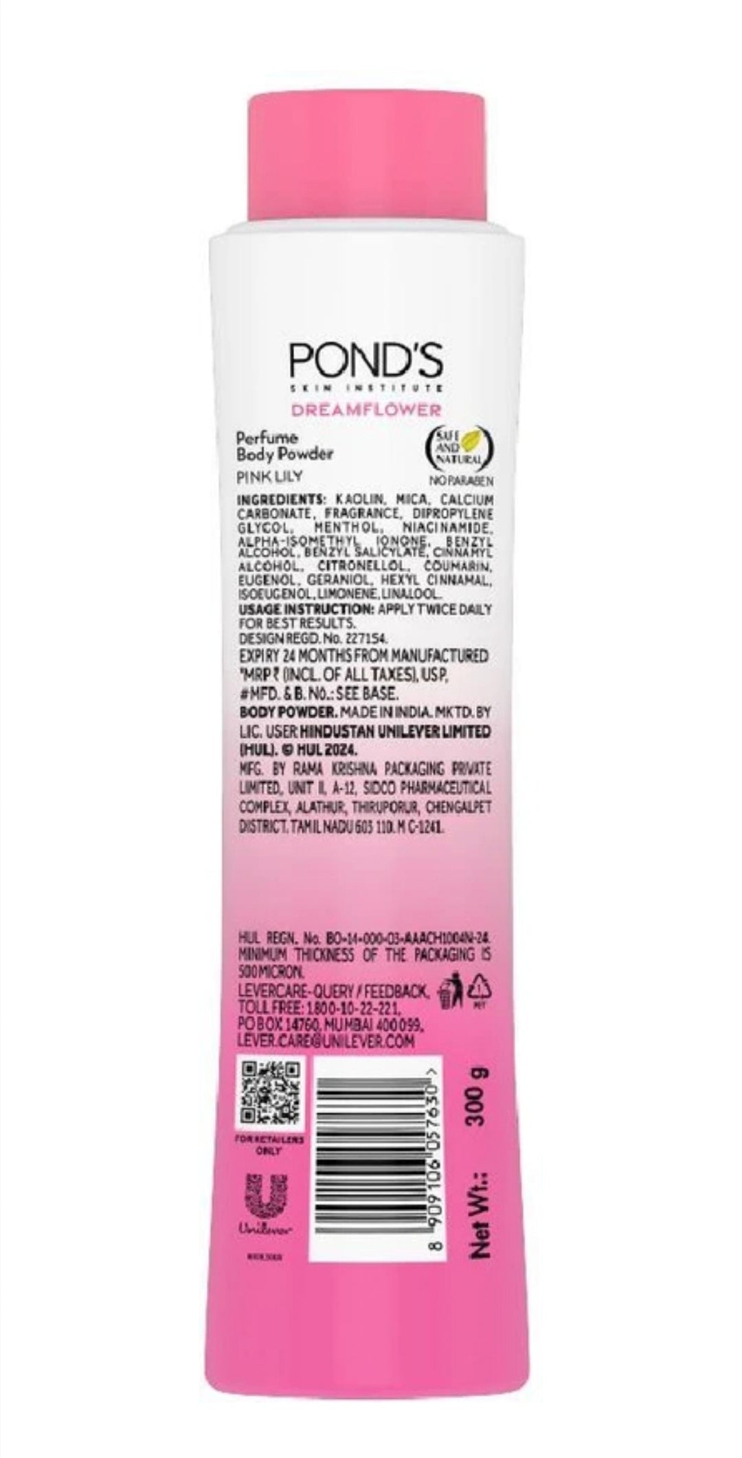 POND'S Dreamflower Pink Lily Perfumed Body Powder 80g – Long Lasting Fragrance Upto 8 Hours,