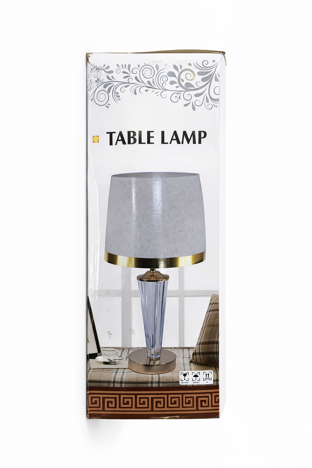 Modern Table Lamp with Fabric Shade & Crystal Base | Bedside Lamp for Bedroom, Living Room & Office