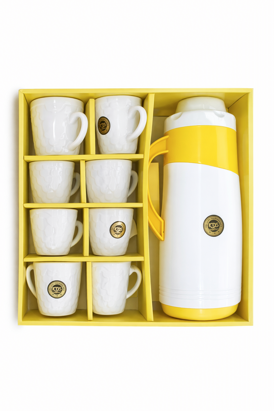 Thermos Flask Set with 6 Cups | Insulated Water Jug with Tea Coffee Cups Set