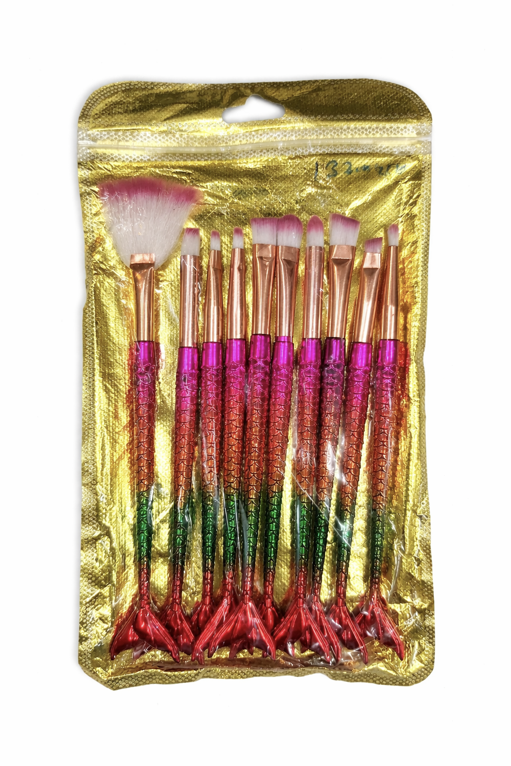 10 Pcs Mermaid Makeup Brush Set with Pouch – Professional Cosmetic Brushes Kit for Foundation, Blush, Eyeshadow & Powder – Soft Synthetic Bristles Beauty Tools for Women & Girls
