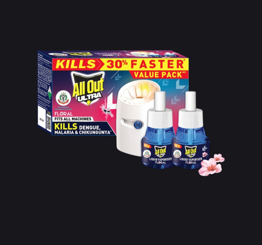All Out Ultra Liquid Vaporizer Machine + Refill (Floral) Value Pack | Mosquito Repellent