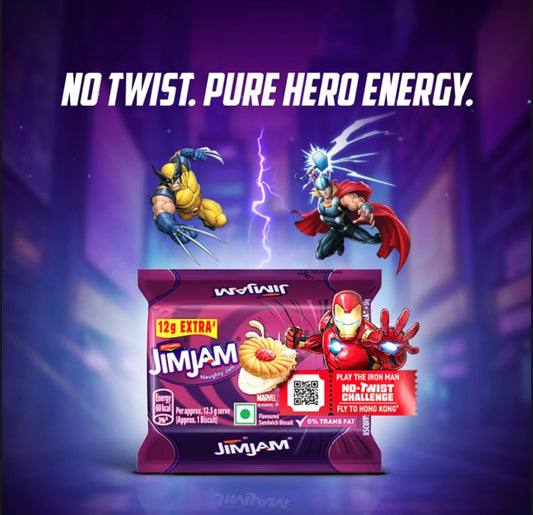 Britannia Jim Jam Biscuits | Cream & Jam Filled Sandwich Cookies | Crunchy Biscuits with Sweet Jam Center