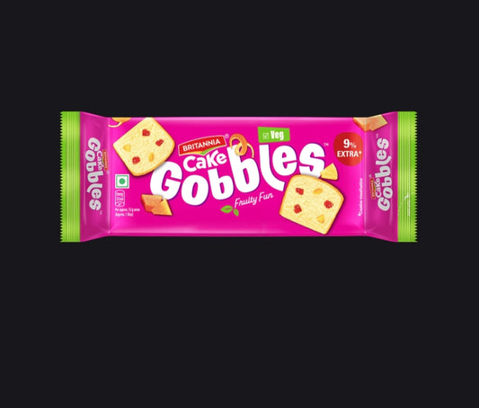 Britannia Cake Gobbles Fruity Fun Cake | Soft & Spongy Fruit Cake Snack