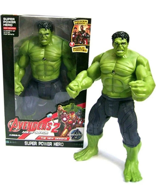 Superhero Action Figure Toy for Kids, Hulk Style Green Hero Figure with Light & Movable Joints, Big Muscle Action Toy for Boys & Girls (3+ Years)