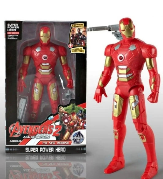 Superhero Action Figure Toy for Kids, Iron Man Style Hero Figure with Light & Accessories, Movable Joint Action Toy for Boys & Girls (3+ Years)