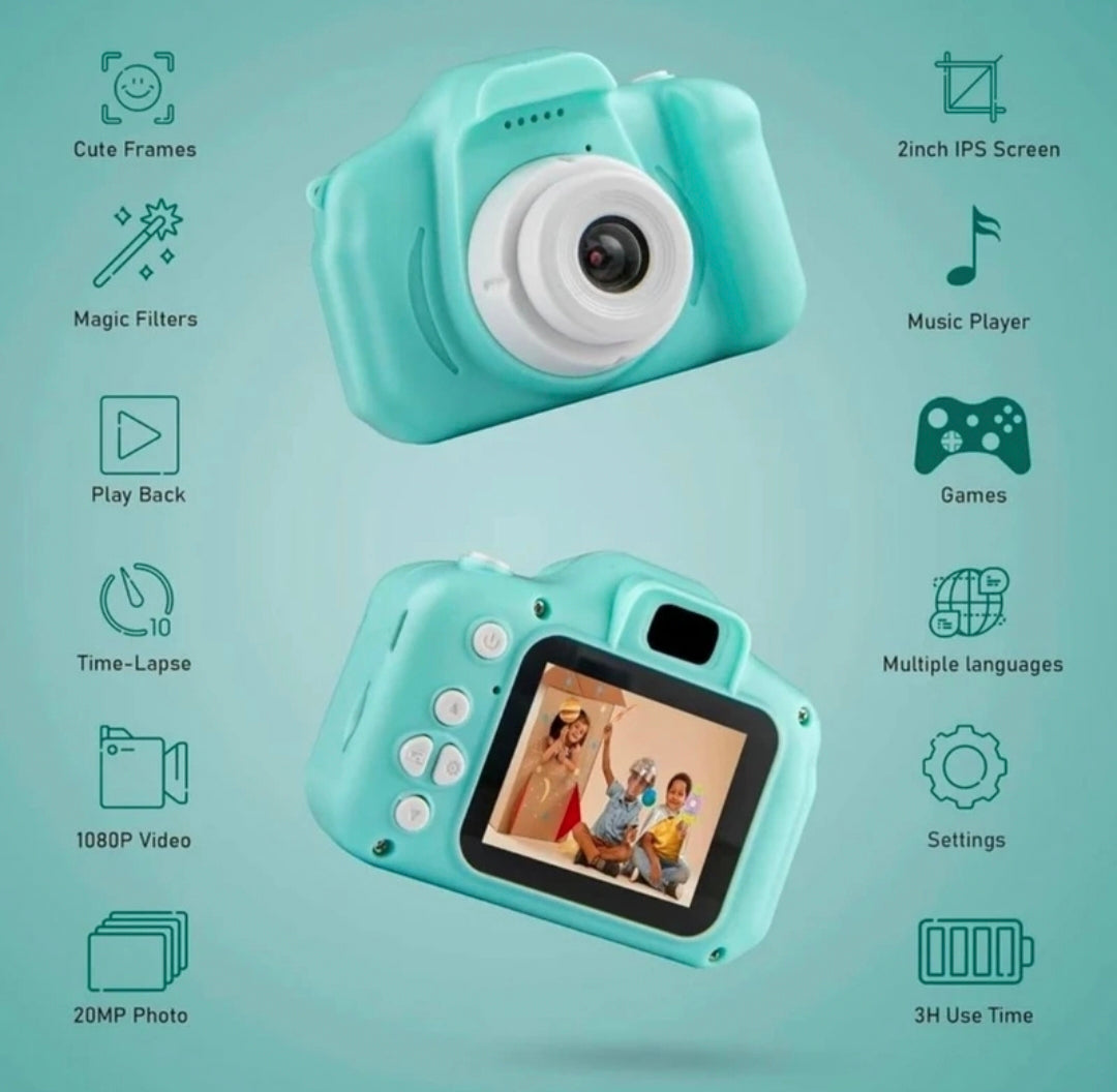 Kids Digital Camera for Children, Mini Photo & Video Camera with Screen, Rechargeable Toy Camera with MicroSD Support