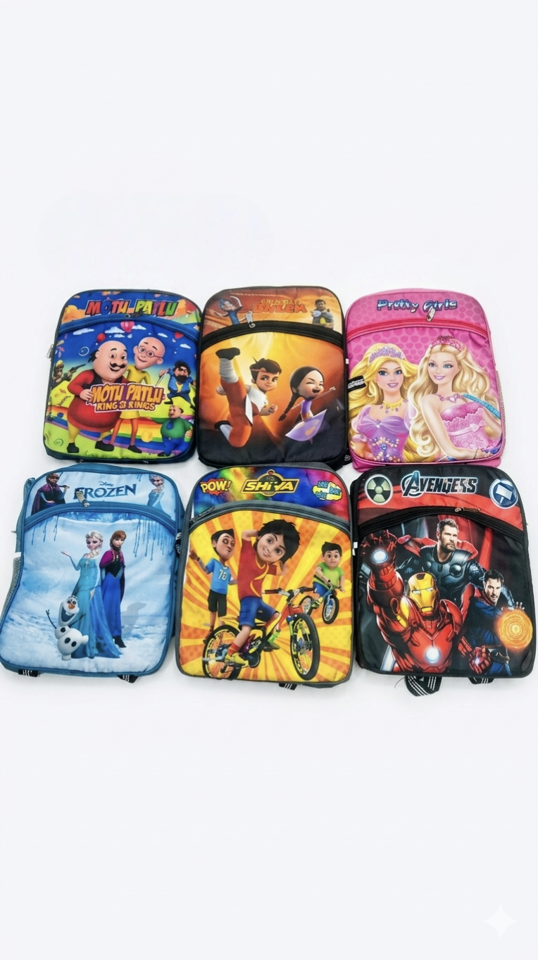 EATTE BOX Singham Kids School Backpack for Boys, Cartoon Printed School Bag with Bottle Pocket, Organizer Pocket, Adjustable Straps & Padded Back Panel