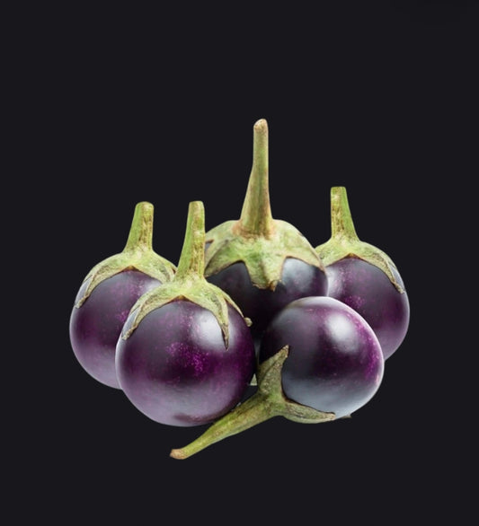 Fresh Round Brinjal (Gol Baingan) | Farm Fresh Purple Eggplant Premium Natural Vegetables for Cooking ( 250 grams )