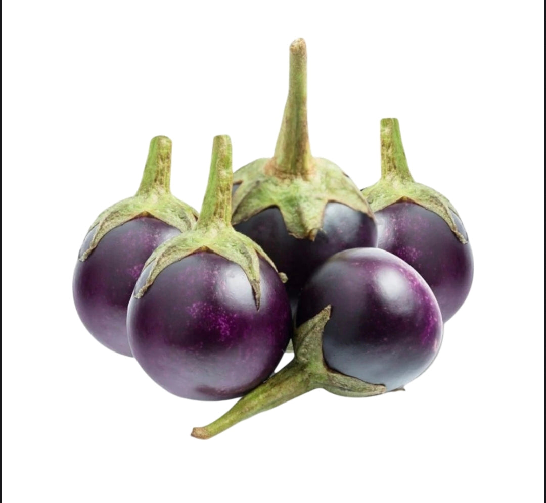 Fresh Round Brinjal (Gol Baingan) | Farm Fresh Purple Eggplant Premium Natural Vegetables for Cooking ( 250 grams )