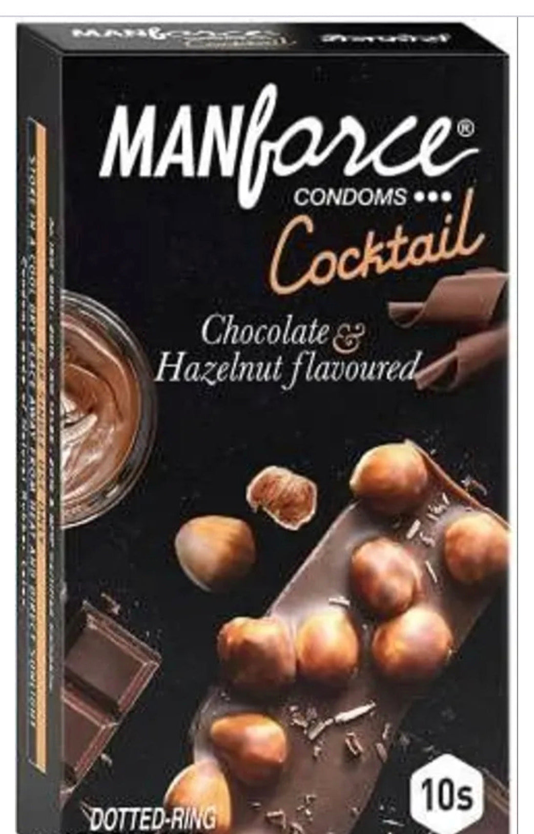 Manforce Cocktail Chocolate & Hazelnut Flavoured Condoms, Dotted and Ringed Latex Condoms for Enhanced Pleasure, Pack of 10