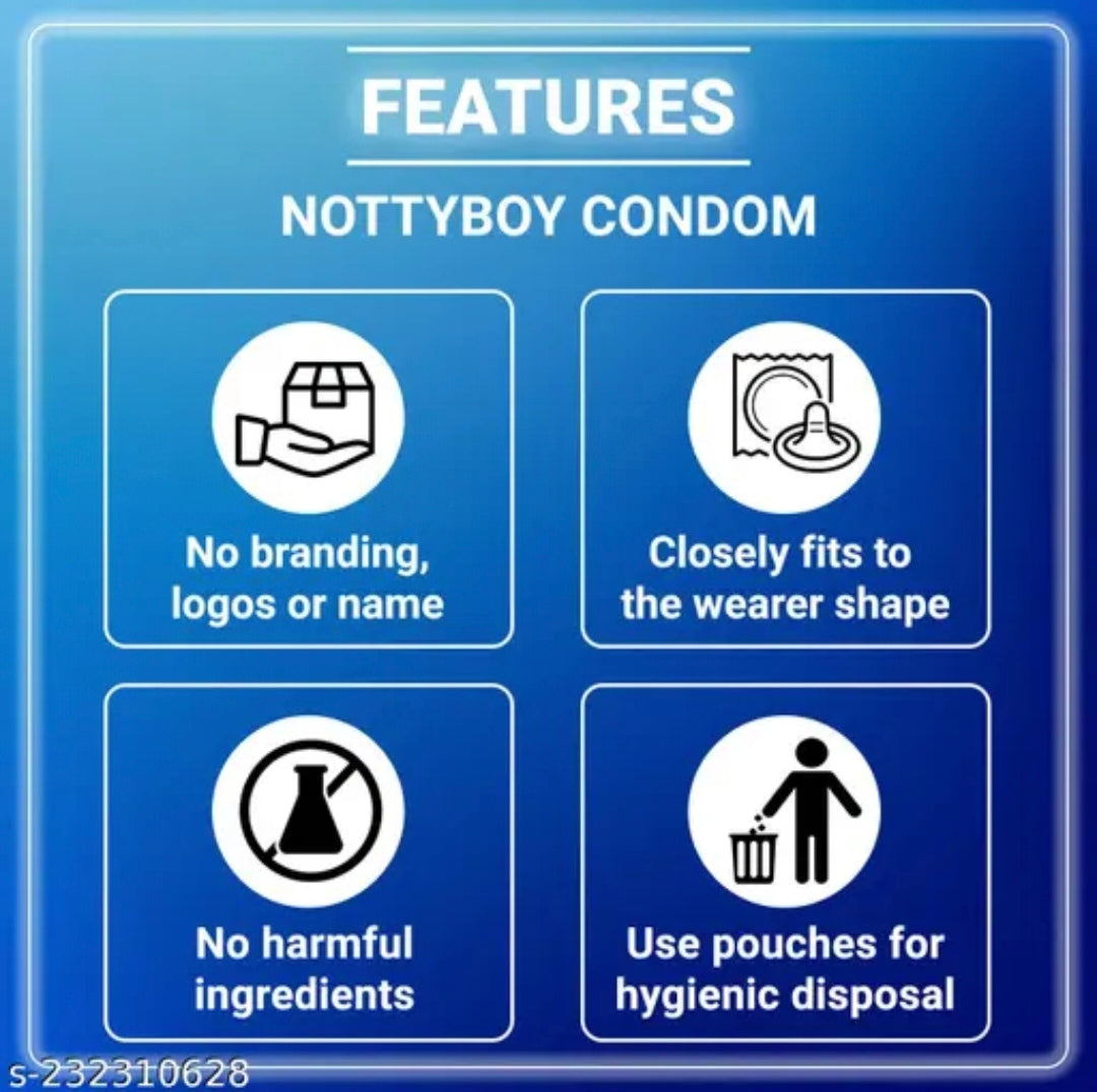 Notty Boy Ultra Ribbed and 1500 Dots Condoms Combo Pack, Premium Lubricated Latex Condoms for Enhanced Pleasure, Pack of 20