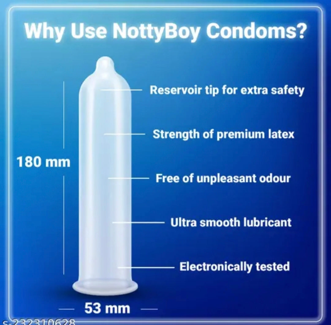 Notty Boy Ultra Ribbed and 1500 Dots Condoms Combo Pack, Premium Lubricated Latex Condoms for Enhanced Pleasure,Pack of 10