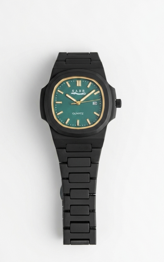SABR Gilt Green Matte Analog Watch for Men | Premium Quartz Movement | Integrated Matte Bracelet
