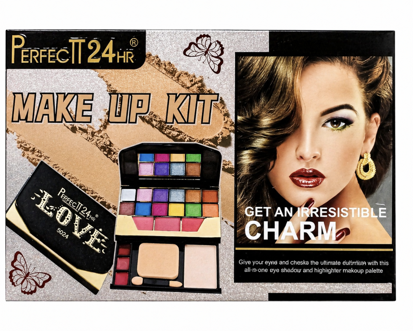 Harmal Store Perfect 24HR All-in-One Makeup Kit (Item No: 5024) – Professional Makeup Palette with 20 Eyeshadows, 5 Blushers, 6 Lip Colors, Compact Powder, and Highlighter
