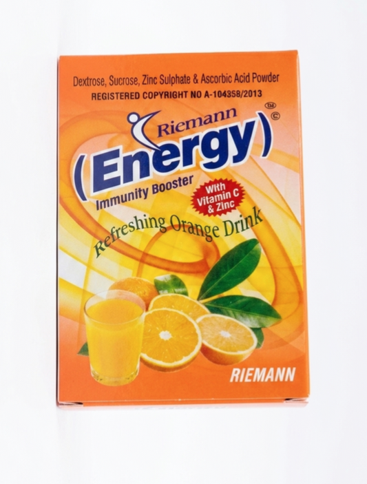 Refreshing orange drink powder enriched with Vitamin C and Zinc to support daily wellness and provide a delicious, energizing beverage experience.