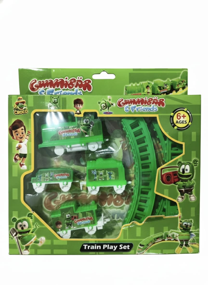 गुम्मिबार और उसके दोस्तों का बैटरी से चलने वाला ट्रेन प्ले सेट 