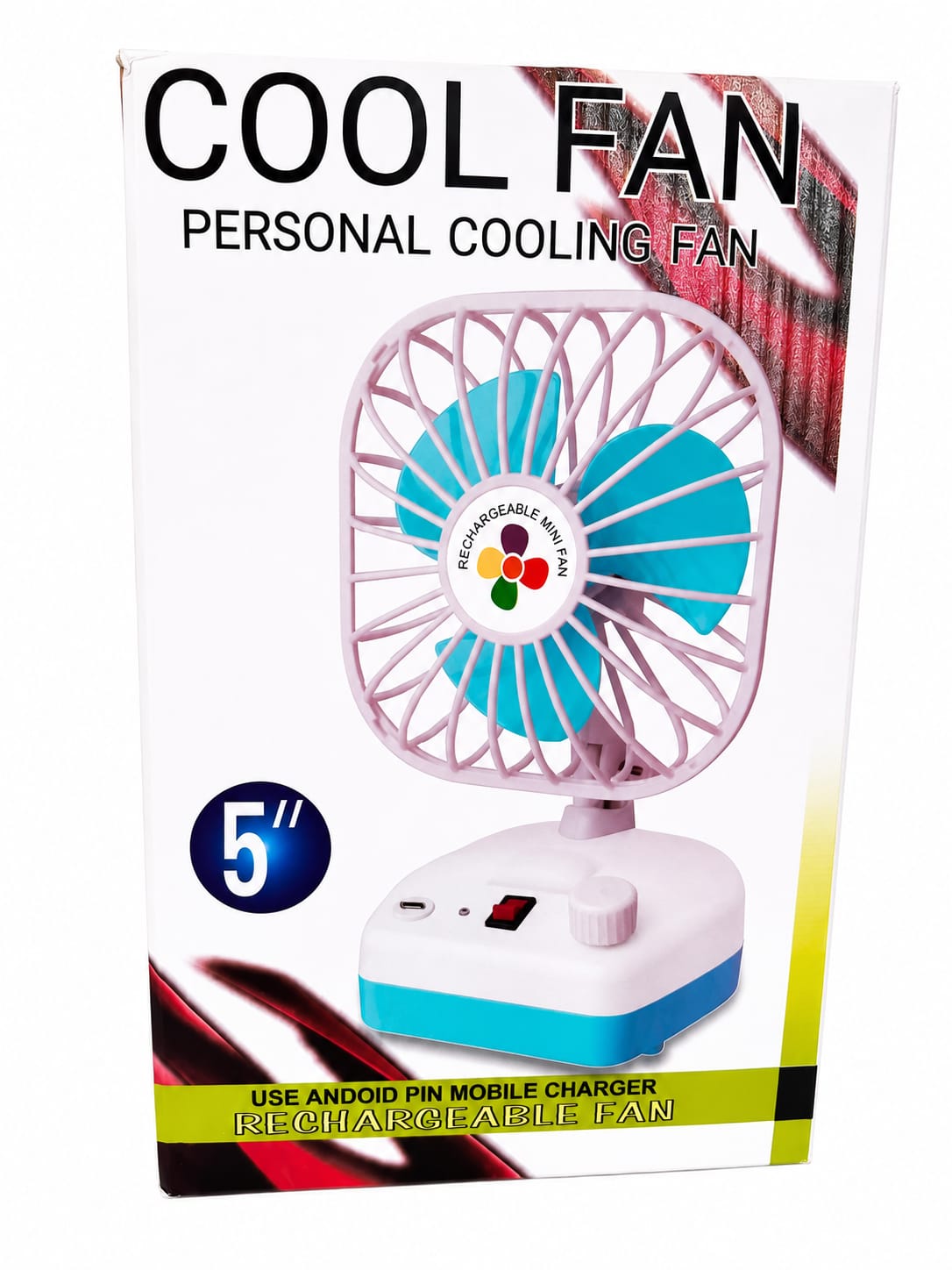 Cool Fan Rechargeable Personal Cooling Fan, 5 Inch USB Rechargeable Table Fan with 3 Speed Modes, 360° Tilt Adjustable, Portable Mini Fan for Home, Office, Study & Travel