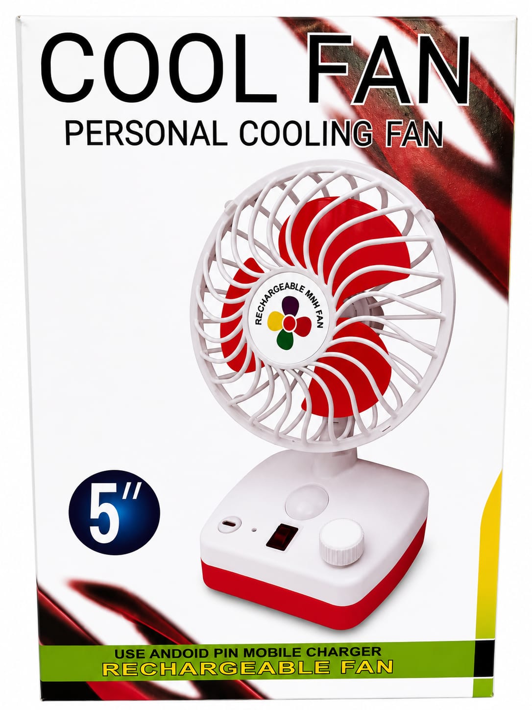 Cool Fan Rechargeable Personal Cooling Fan, 5 Inch USB Rechargeable Table Fan with 3 Speed Modes, 360° Tilt Adjustable, Portable Mini Fan for Home, Office, Study & Travel