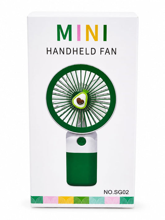 Mini Handheld Fan Rechargeable USB Fan with Base Stand, 3 Speed Portable Personal Fan, Type-C Charging, Lightweight Cooling Fan for Home, Office, Travel & Outdoor - Green & White