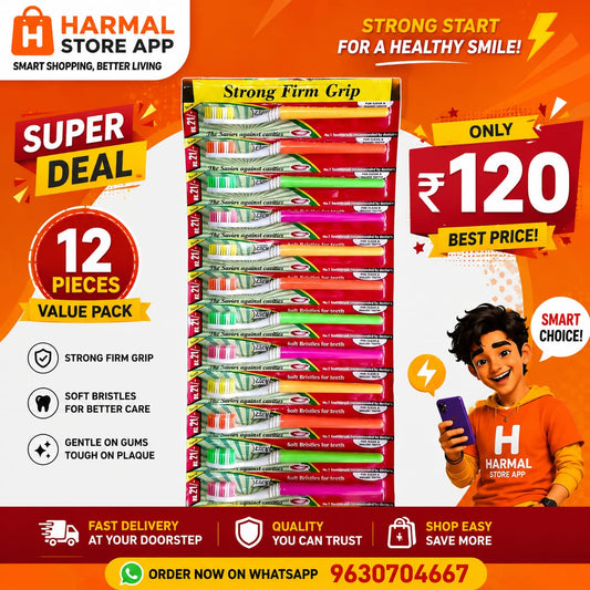 Soft Bristle Toothbrush Pack of 12 | Strong Firm Grip Toothbrush | Deep Cleaning Manual Toothbrush for Adults & Kids