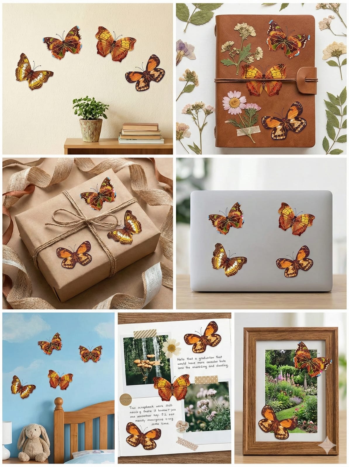 Butterfly Wall Decor Stickers – Set of 4 Realistic 3D Butterflies
