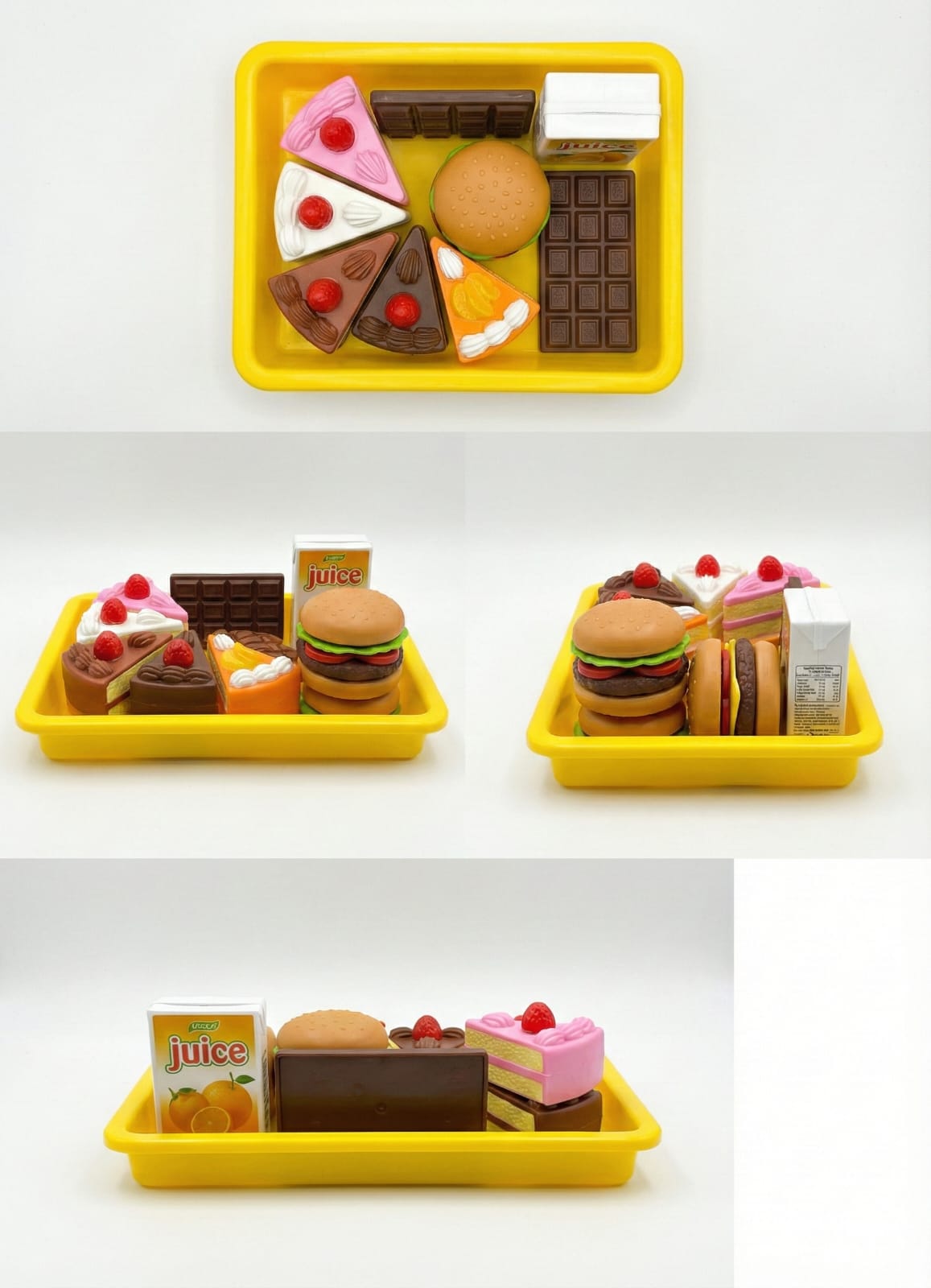 Kids Toy Food Set with Tray – Burger, Cake & Juice Play Set