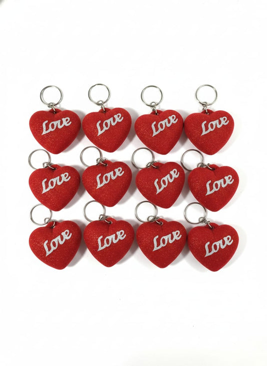Glitter Heart Keychain with Silver Ring – Love Design