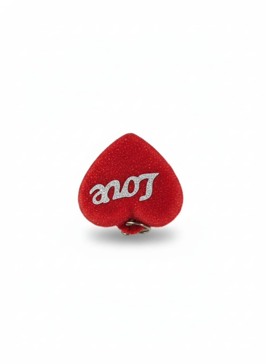 Glitter Heart Keychain with Silver Ring – Love Design