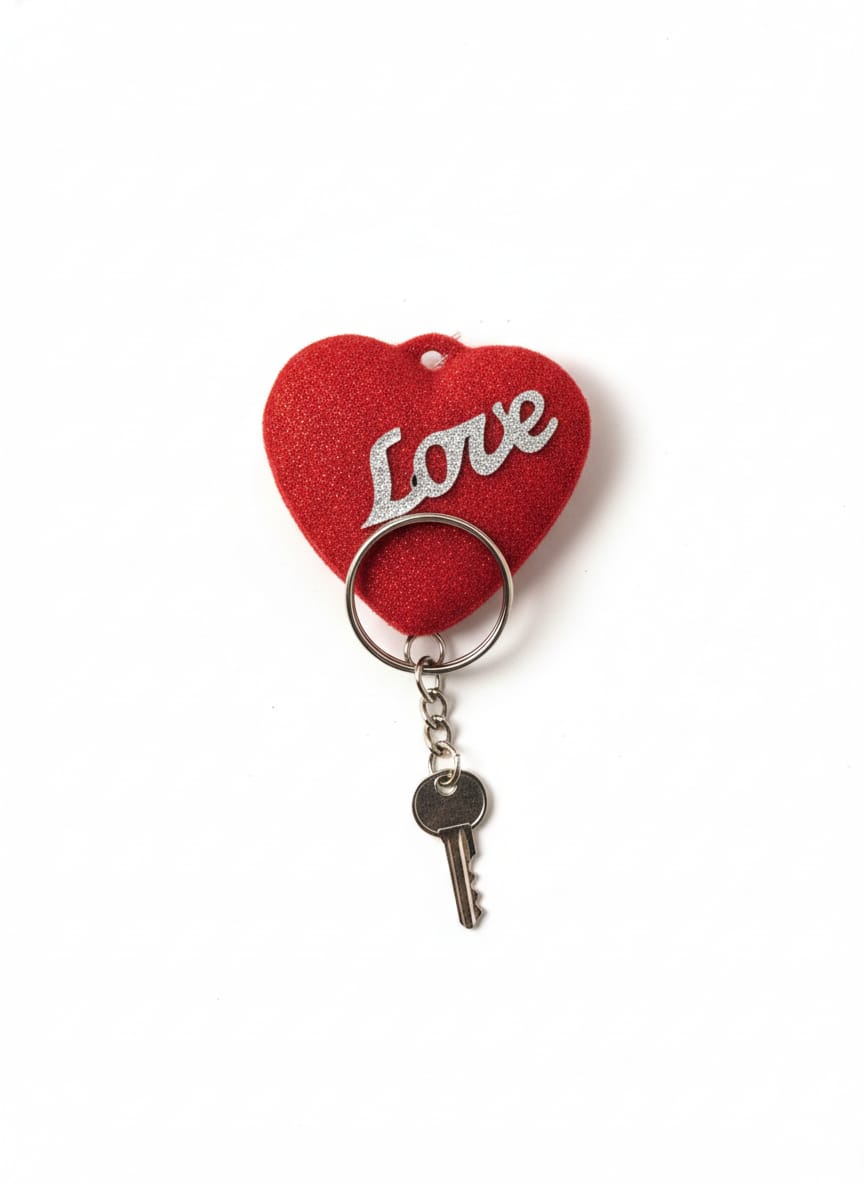 Glitter Heart Keychain with Silver Ring – Love Design