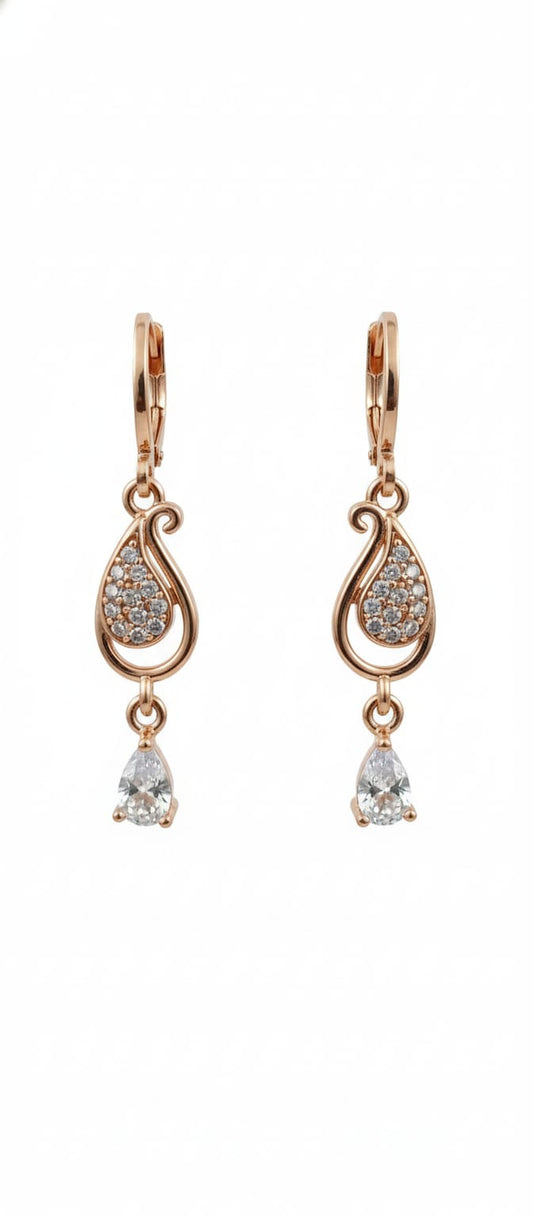 Rose Gold Teardrop Earrings with Cubic Zirconia