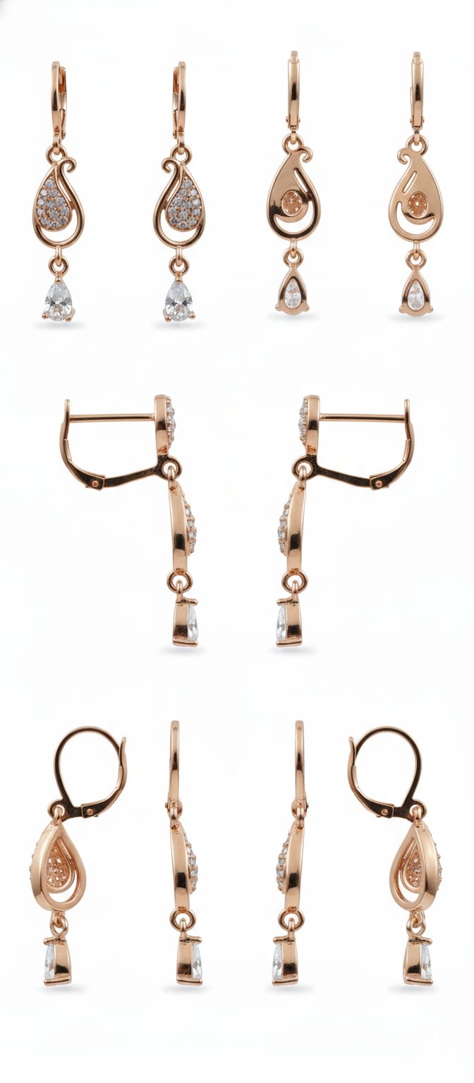 Rose Gold Teardrop Earrings with Cubic Zirconia