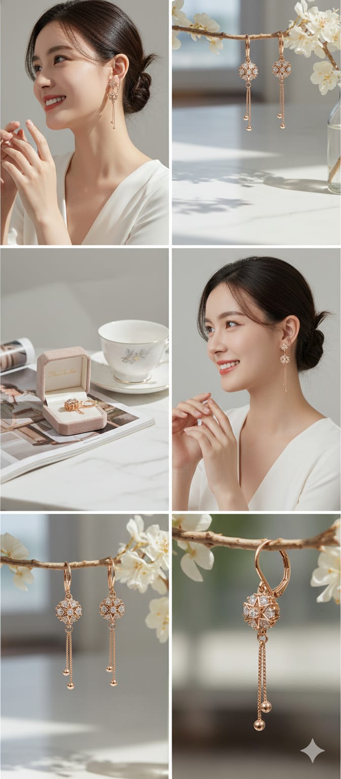 Rose Gold Teardrop Earrings with Cubic Zirconia