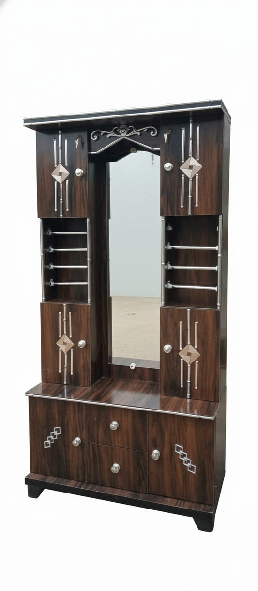 Modern Wooden Dressing Table with Mirror & Storage