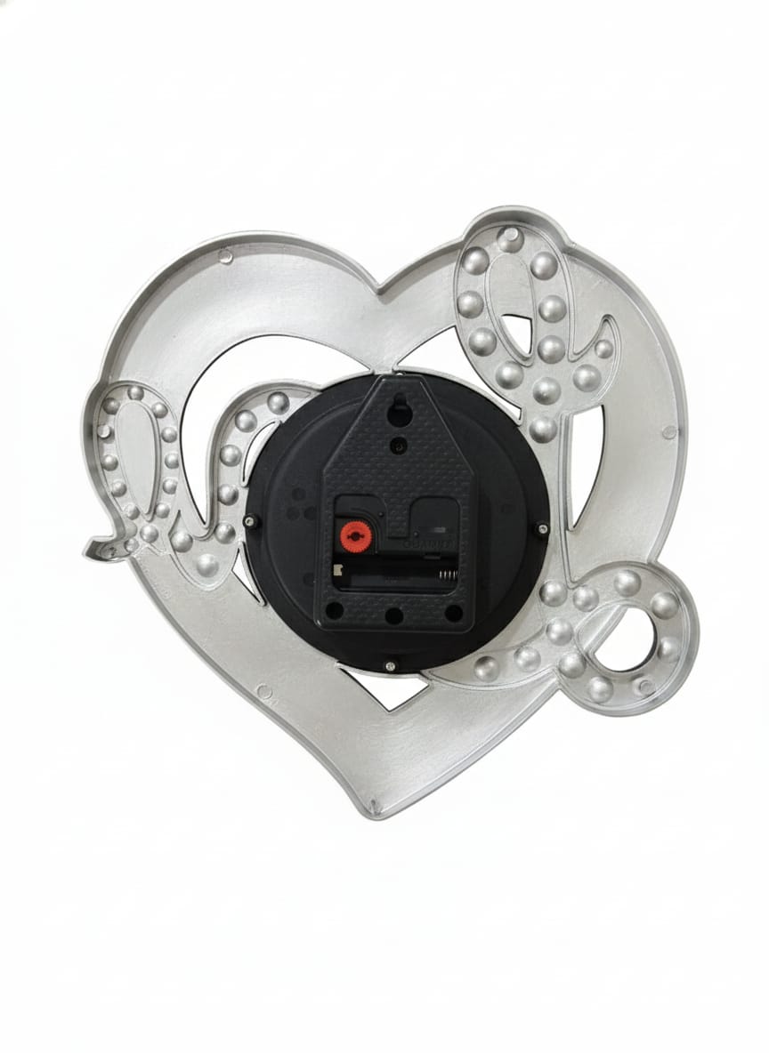 Heart-Shaped Love Wall Clock with Purple Embellishment
