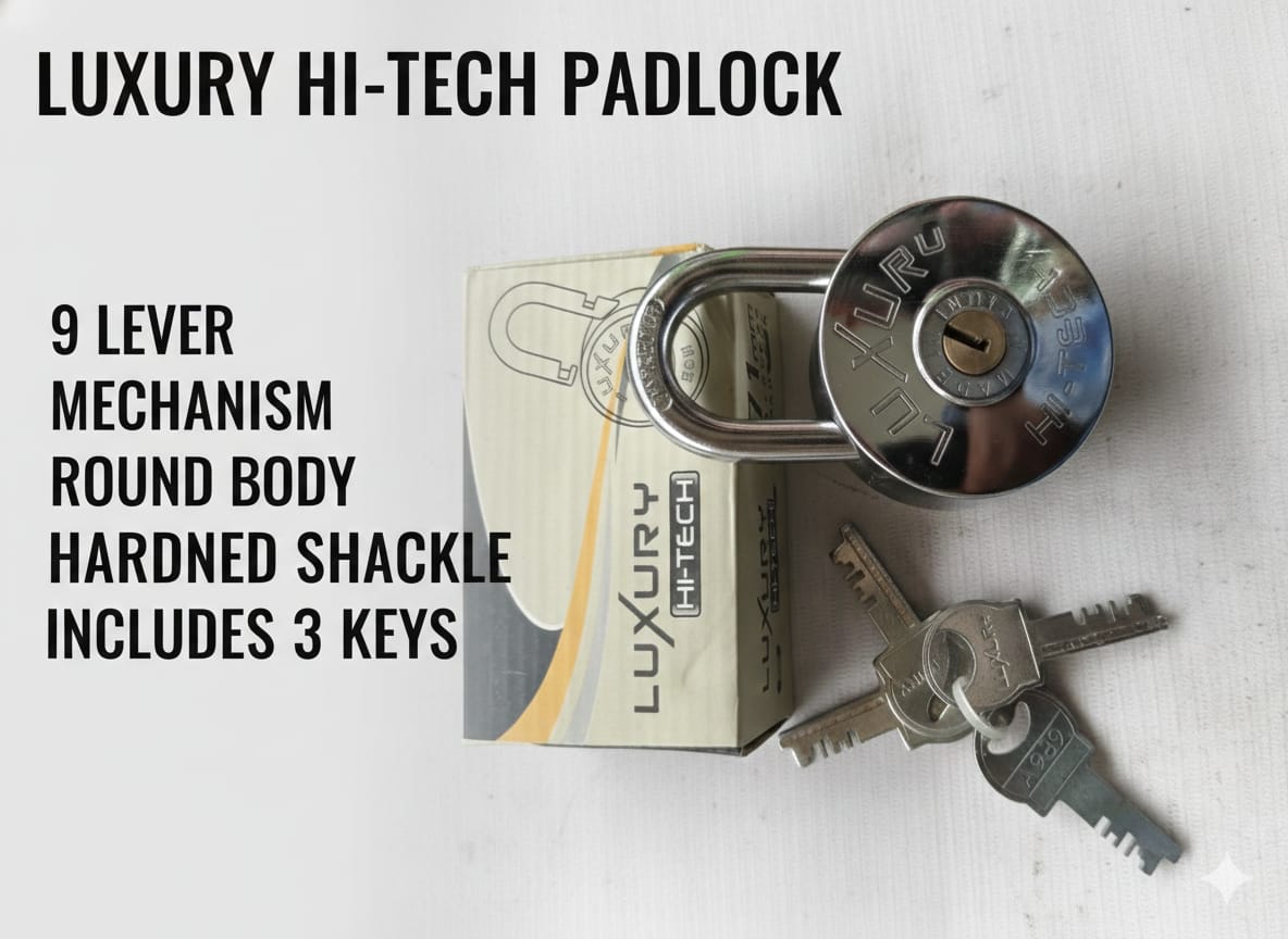 LUXURY Heavy Duty Round Padlock with 4 Keys | Stainless Steel Disc Lock for Shutter, Gate, Door, Warehouse & Bike Security | Rust Resistant Safety Lock