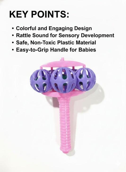 Baby Rattle Toy with Easy-Grip Handle – Colorful Sensory Toy