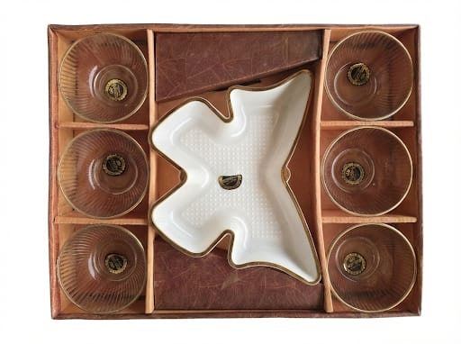 Butterfly Platter Snack Serving Set with Gold-Rimmed Bowls