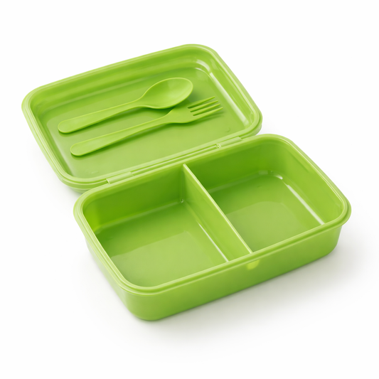 Lunch Box for Kids & Adults with Spoon & Fork | Leakproof Plastic Tiffin Box with Compartments